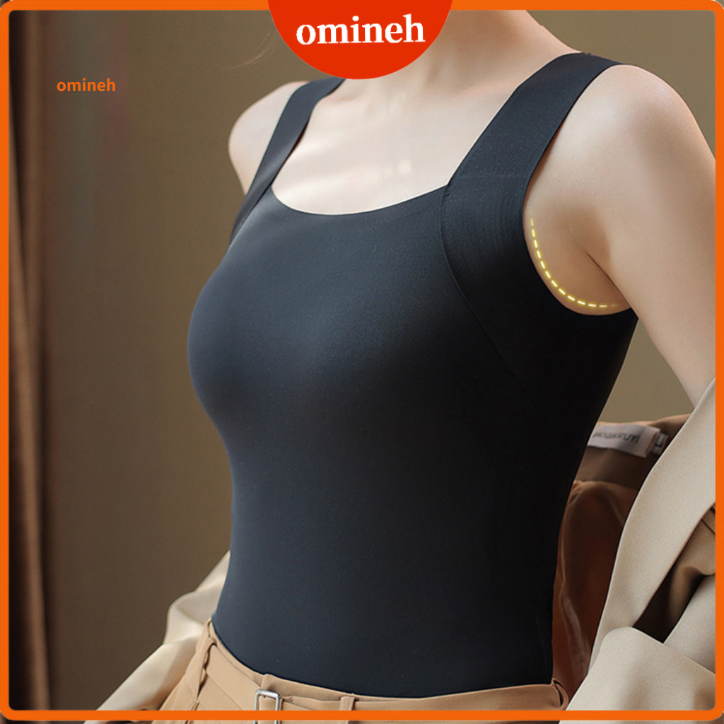 Thermal Tank Top with Chest Pads Velvet Material Women’s Fleece Lined Undershirt Built-in Bra High Stretch Soft Warm B