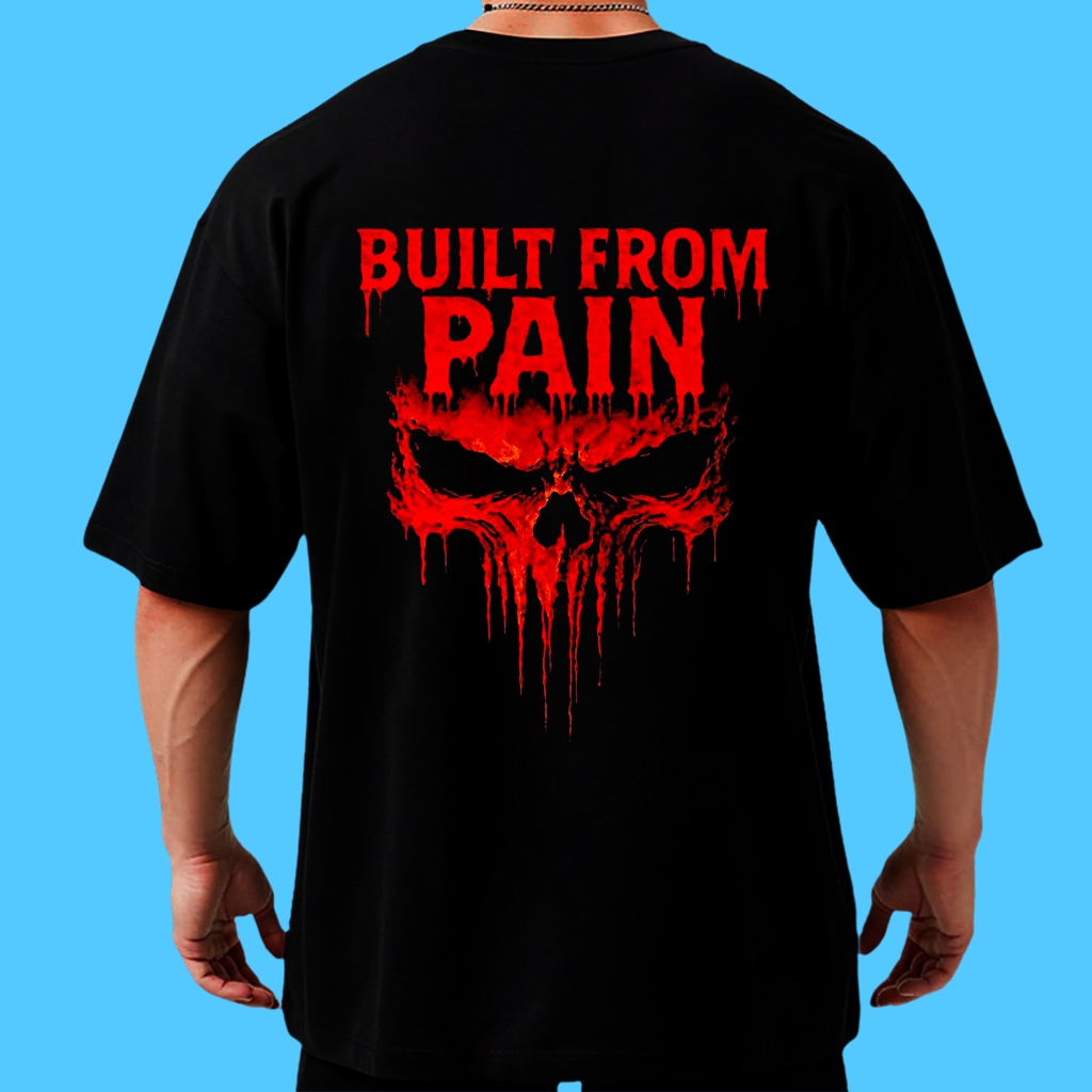 Camiseta Oversized Estampa Caveira Vermelha 