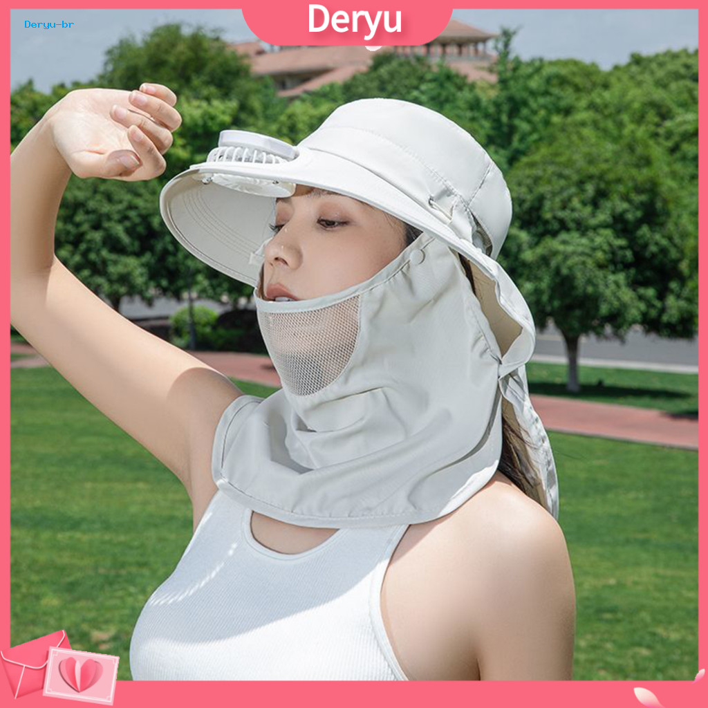 Cycling Sun Protection Cap Skin-friendly Hat Lightweight Solar Powered Travel with Built-in Fan Upf 50 Breathable Wide B