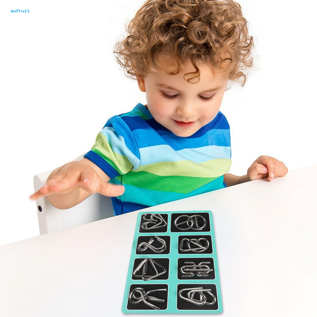 Stress Relief Puzzle Ring Travel-friendly 3d Metal Brain Teaser Educational Wire Interlock Game for Kids Adults Mind Log