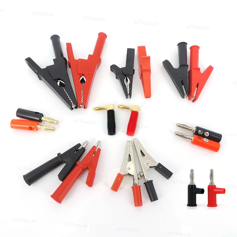 1 Par 4mm Plugue Banana Para Clipe De Jacaré Cabos De Teste Vermelho/Preto Isolado Braçadeira De Crocodilo Cabo De Sonda