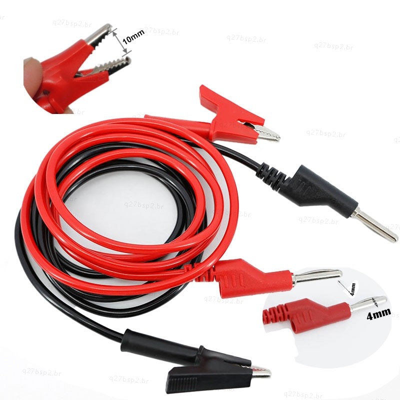 1M 15A Extremidade Dupla 4mm Plugue Banana Para Clipe De Jacaré Cabo De Teste De Crocodilo Vermelho Preto Fio Multímetro