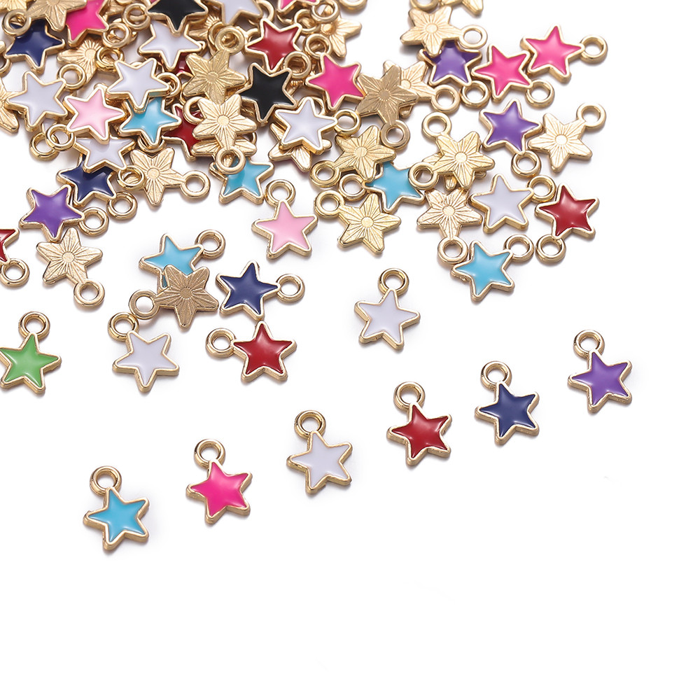 ST.KUNKKA Liga Pingente Colorido Óleo Gotejando Estrela de Cinco Pontas Diy Colar Pulseira Acessórios
