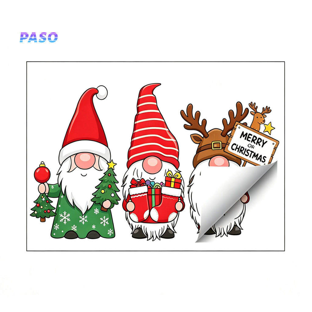 Reusable Pvc Window Film Christmas Decals Gnome Sticker Waterproof Clings Cute Faceless Dwarf Glass Holiday Party Home S