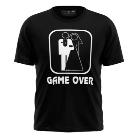 Camiseta Masculina Com Estampa Frases Engraçadas Game Over Tecido Premium 100% Algodão