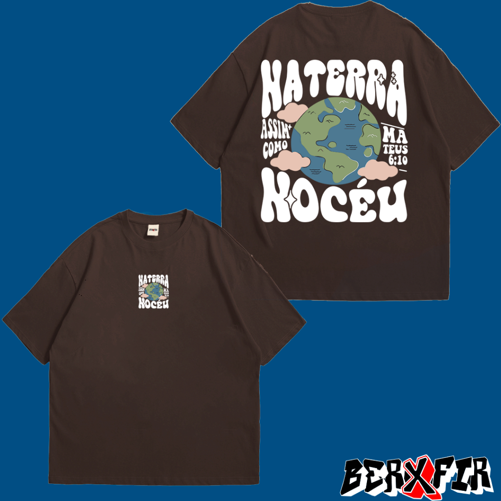 Camiseta Over Assim Na Terra Como No Céu Unissex P Sair Streetwear Religiosa