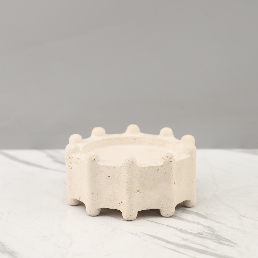 M2SS Modern minimalist creative natural yellow travertine ashtray desktop ornament for living room, lobby, model home de