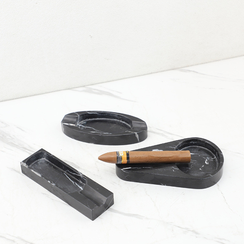 NSZE Modern minimalist natural marble cigar ashtray, decorative ashtray for coffee table, study, and home decor