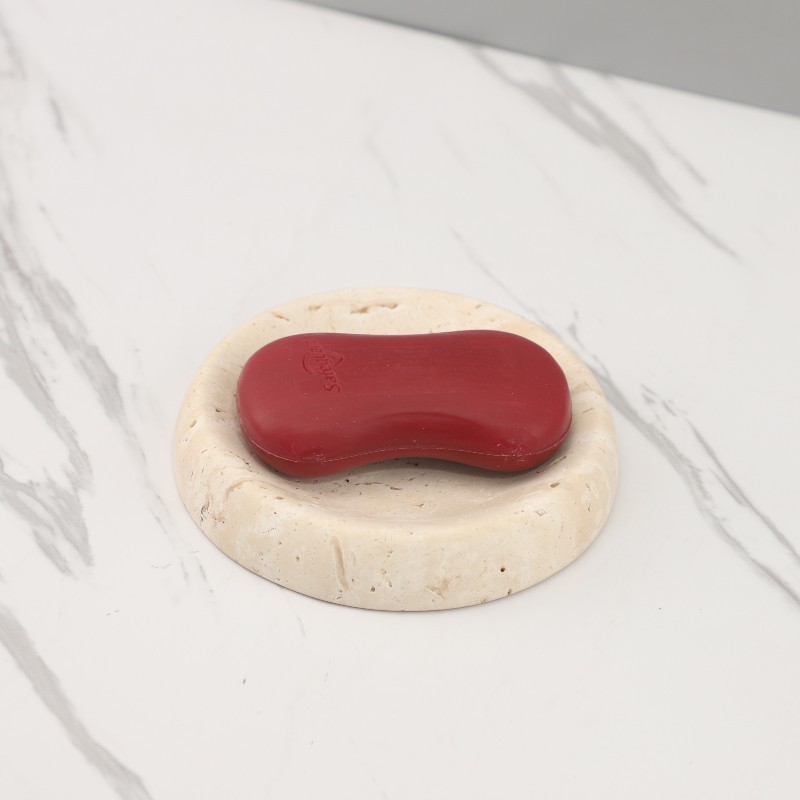 YWGI Minimalist Wabi-Sabi style natural yellow cave stone round ashtray, artistic soap dish, decorative ornament, soft f