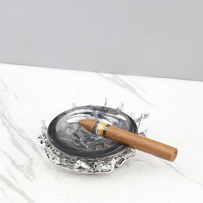 V0KW Modern minimalist metal crystal bird's nest ashtray, decorative piece for coffee tables, living rooms, hotels, and