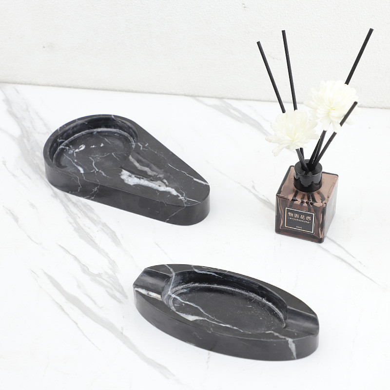 6OCR Modern minimalist natural marble cigar ashtray, decorative ashtray for coffee tables, study rooms, and home decor
