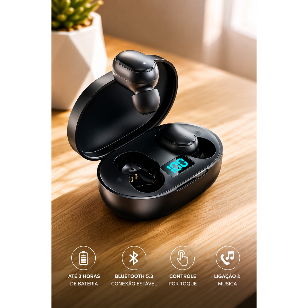 Fone de Ouvido Bluetooth Sem Fio – Alta Qualidade e Conforto