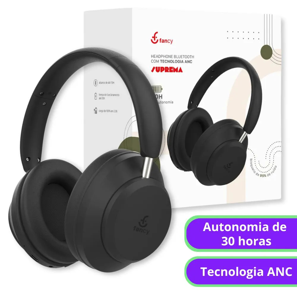 FL-300 - Fone De Ouvido Headphone Bluetooth Suprema Anc - Fancy
