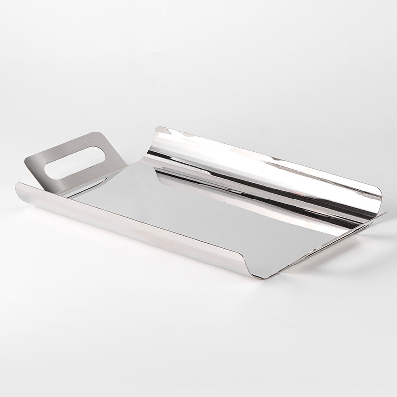 Light luxury style rectangular storage tray, creative stainless steel tea tray, suitable for home living room storage an
