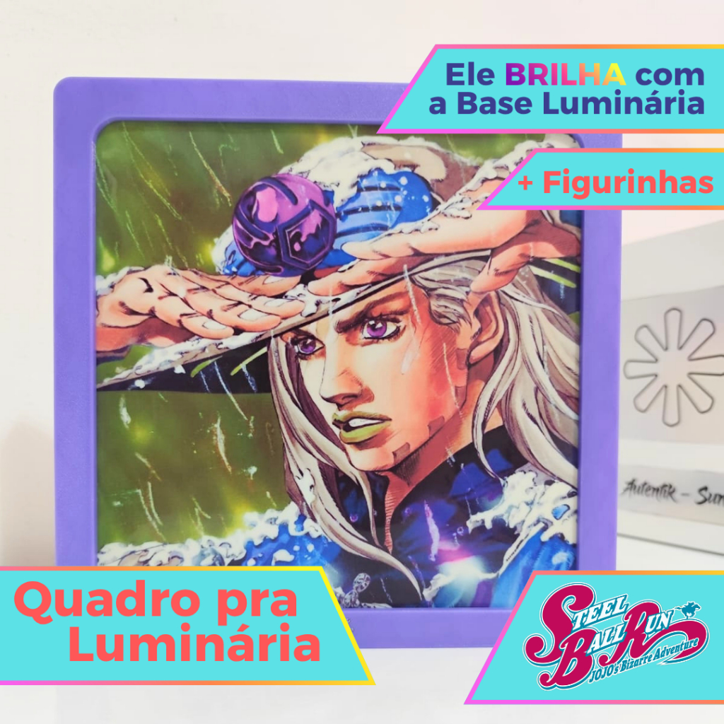 Quadro para Luminária Light Box JoJo's Part 7 Steel Ball Run Gyro Zeppeli #1