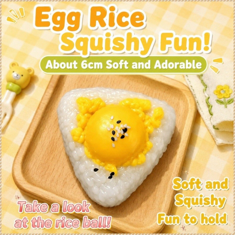 [Stress Reliever] JMY - Diversão ao espremer bolinhos de arroz com gema de ovo / Egg Yolk/Rice Ball/Relaxation Toy