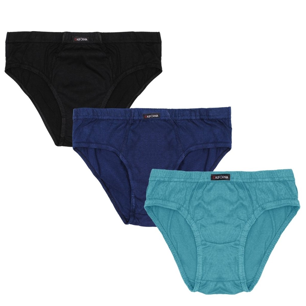 Kit 3 Cueca Basica Slip Tradicional Cores Sortidas