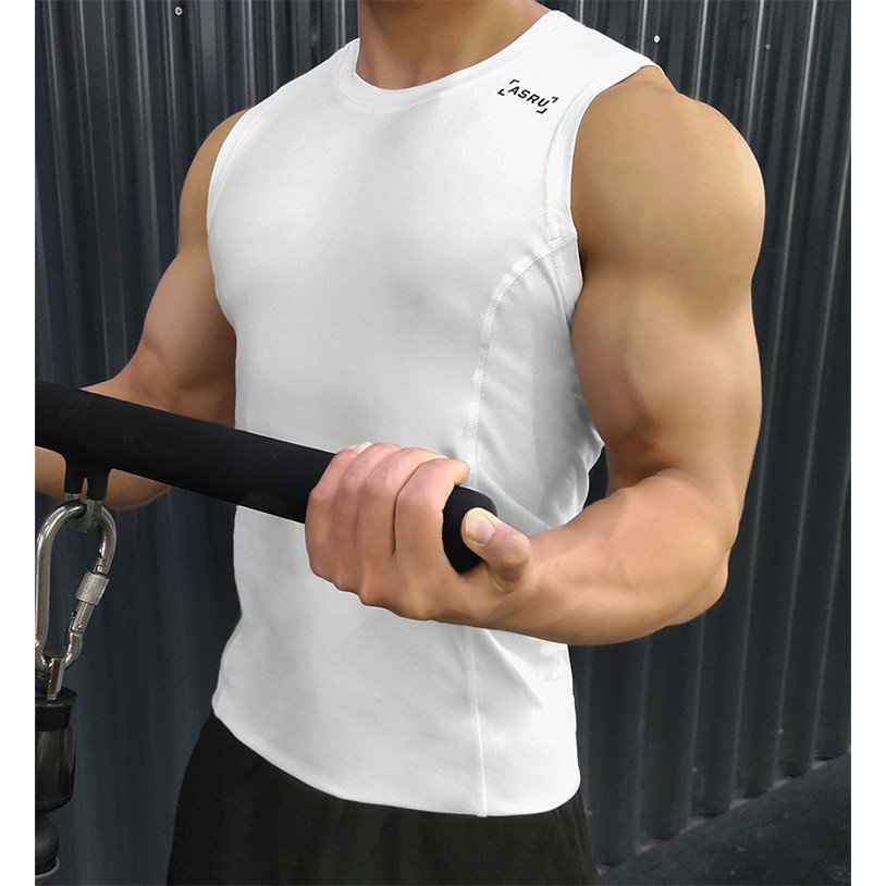 Muscle Fitness trainer colete de secagem rápida em torno do pescoço magro t colete sem mangas camiseta fina respirável g