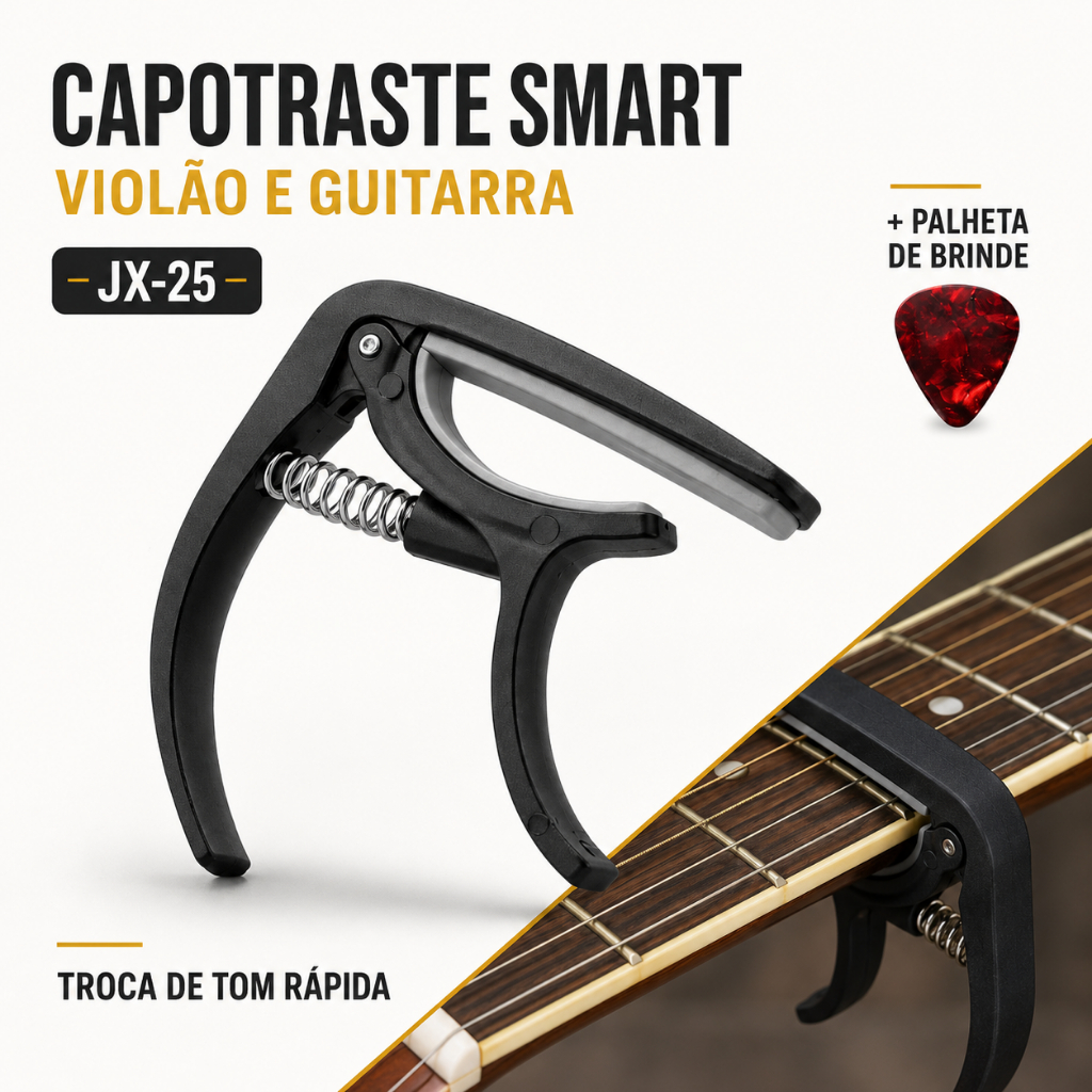 Capotraste Para Violão E Guitarra Braçadeira Smart JX-25 Preto