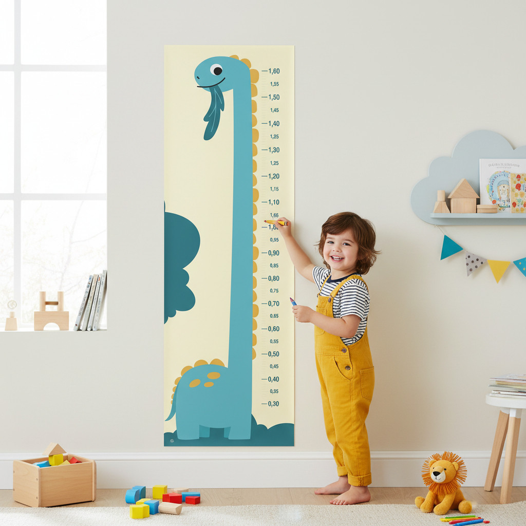 Régua Crescimento Infantil Adesiva Dino04 | 50cmx160cm