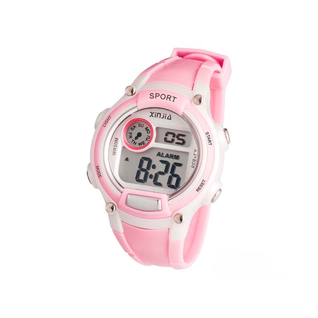 Relógio Infantil Digital Feminino Rosa Alarme Data Luz Kids