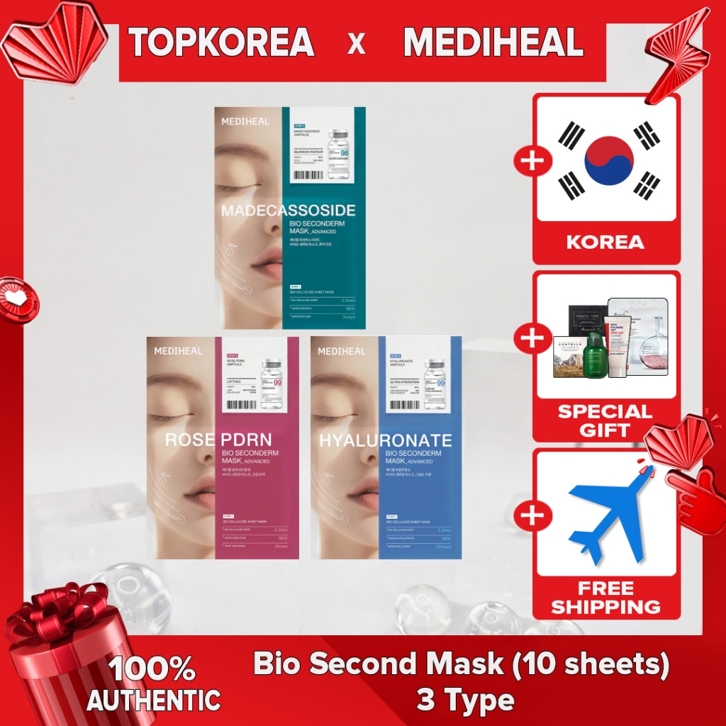 ★ Mediheal Bio Second Mask_10 Folhas_3 Tipos [Madecasoside , PDRN , Ácido Hialurônico]/TOPKOREA/Envio Da Coreia /