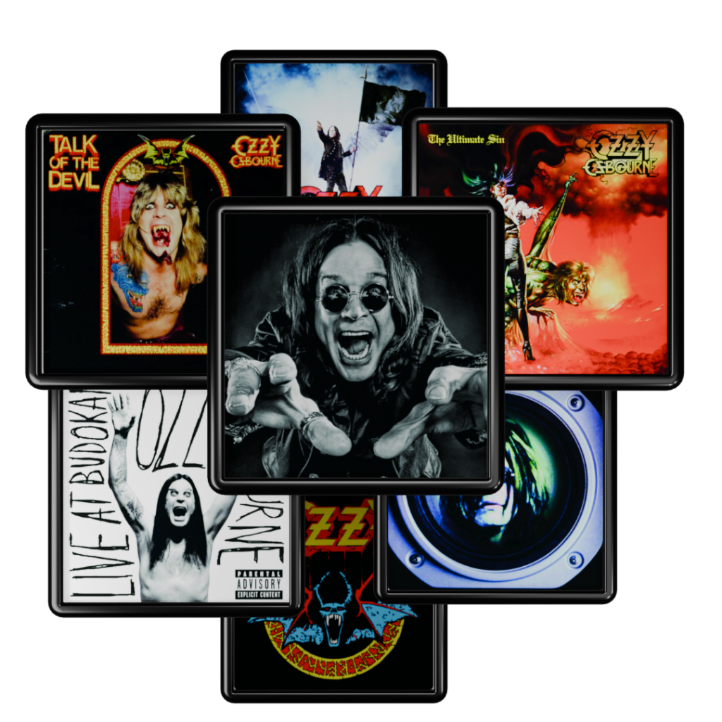 Kit quadros Ozzy Osbourne Rock Heavy Metal Álbuns com moldura 20x20cm