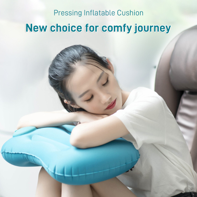 【Ergonomic Design】JS Quick-Inflate U-Shaped Travel Pillow for Airplane Car Office/Neck Pillow/Inflatable Pillow/Travel N