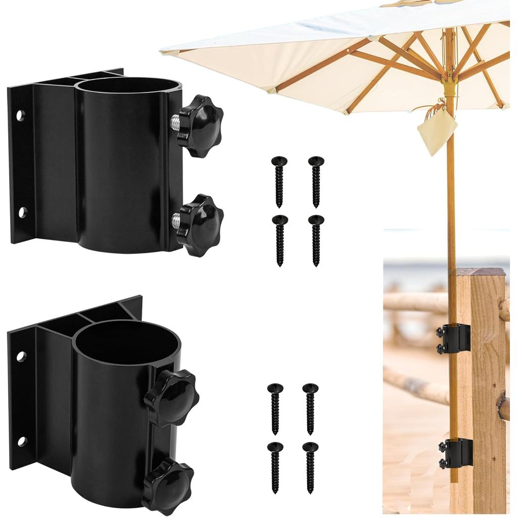 2PCS Patio Umbrella Holder Outdoor Umbrella Stand Heavy Duty Mount Bracket Umbrella Base Clamp Stand for Deck R