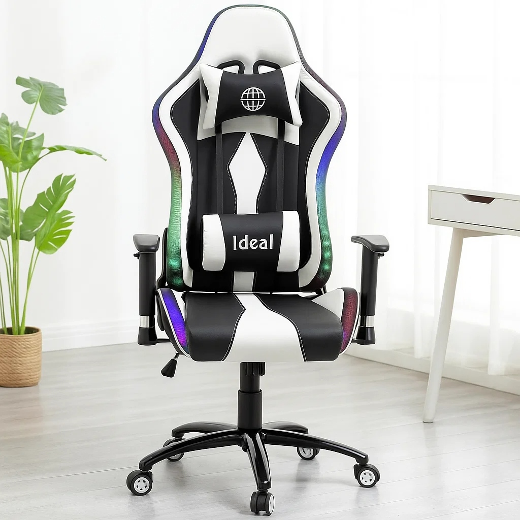 Cadeira Gamer Ergonômica Reclinável Escritório Game Conforto Ajustável Couro Sintético Apoio Lombar