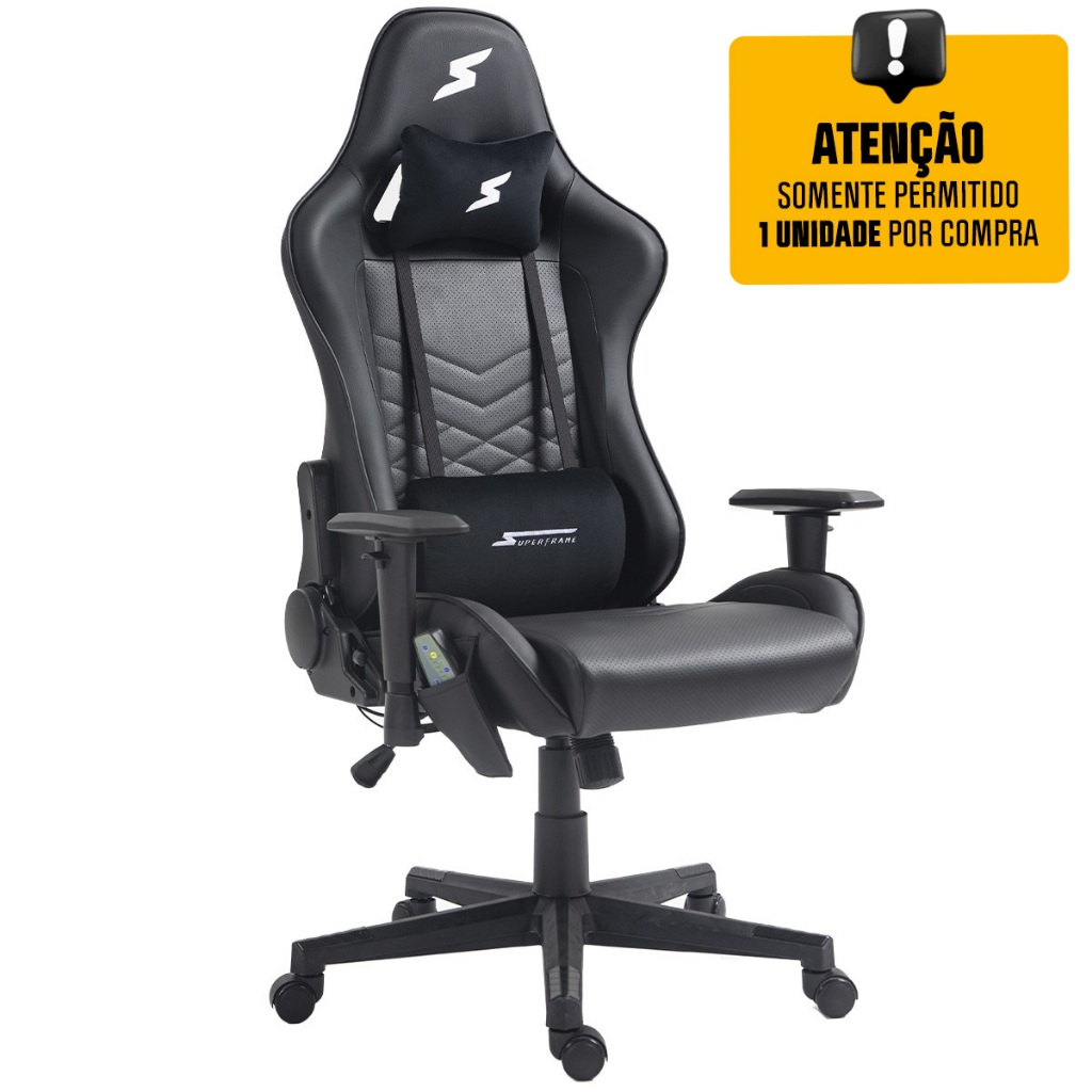 Cadeira SuperFrame Wave, Massageadora, Reclinável, 2D, Com Controle, Preta, SF-CH-WVR2DBL