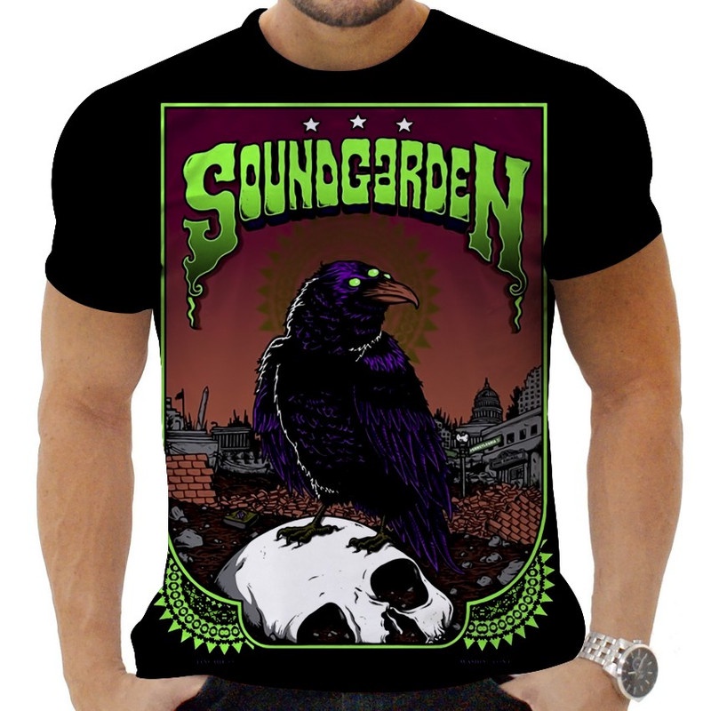 Camiseta Camisa Personalizada Rock Metal Sound Garden 10_x000D_