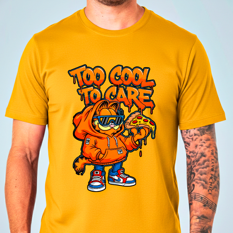 Camiseta GARFIELD TOO COOL Streetwear 100% Algodão Masculina e Feminina Unissex Camisa Premium