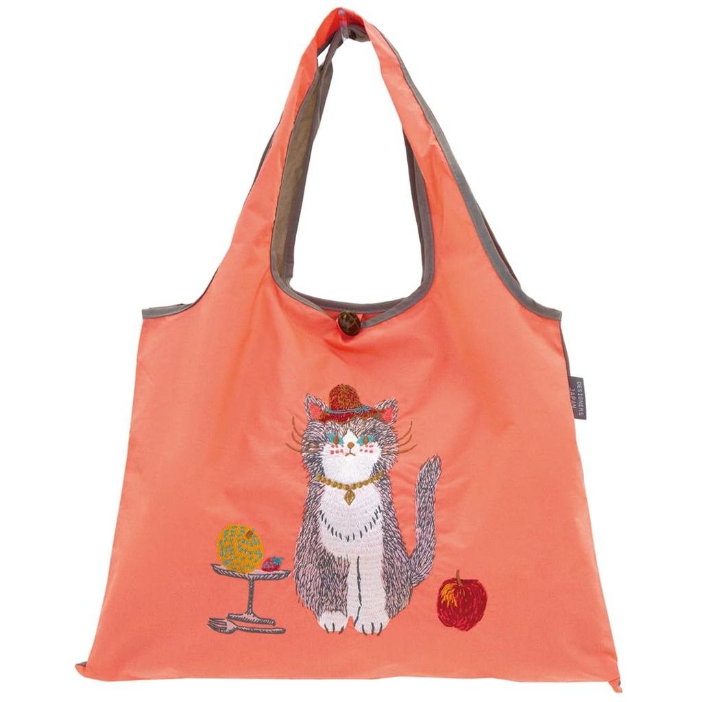 Prairie Dog Embroidered Nylon Tote Bag 2way Foldable Large Capacity
