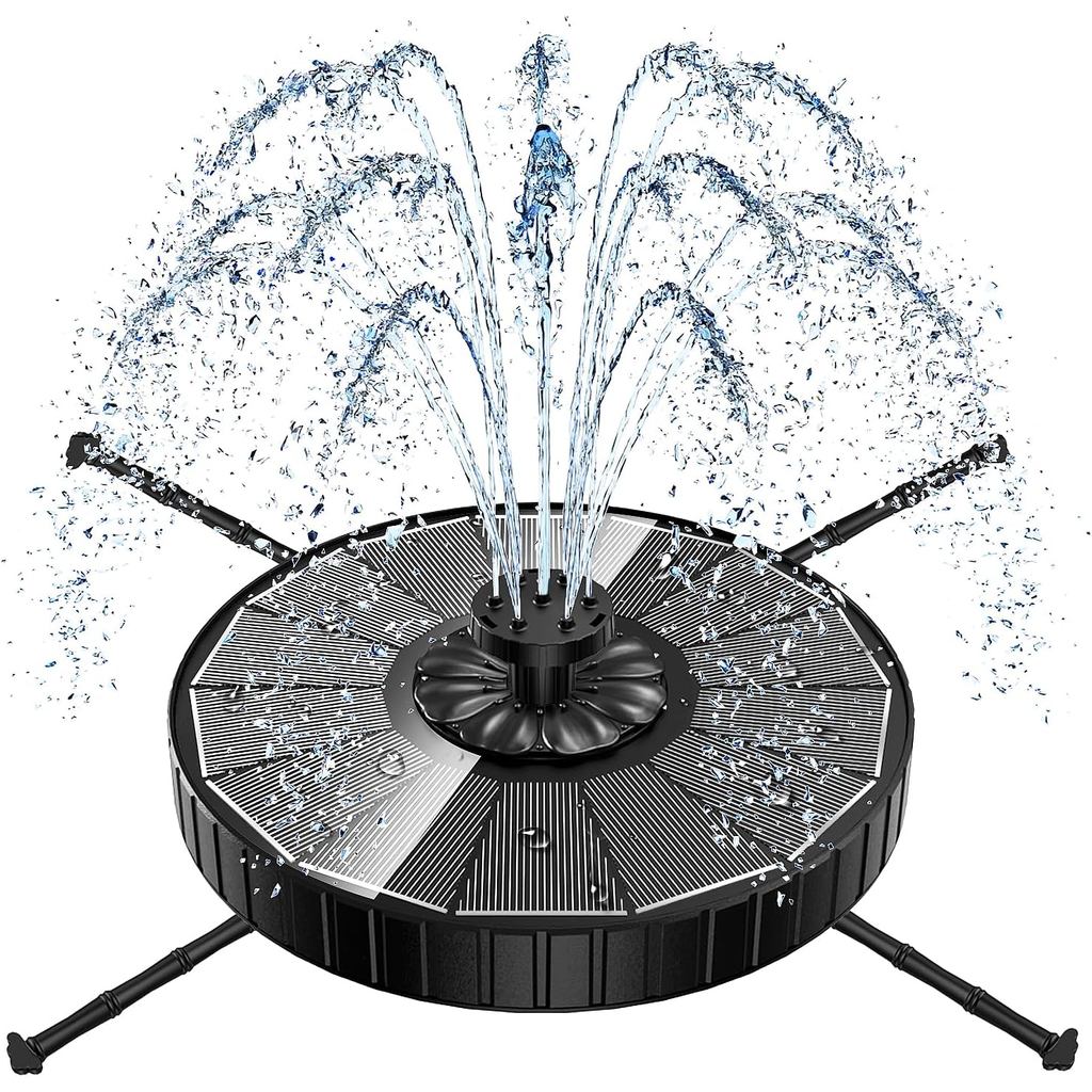 Yzert Solar Fountain, 3-Level Adjustable Water Height, 3.5W Glass Powerful Outdoor Fountain Pump with Rotating Rods & 7