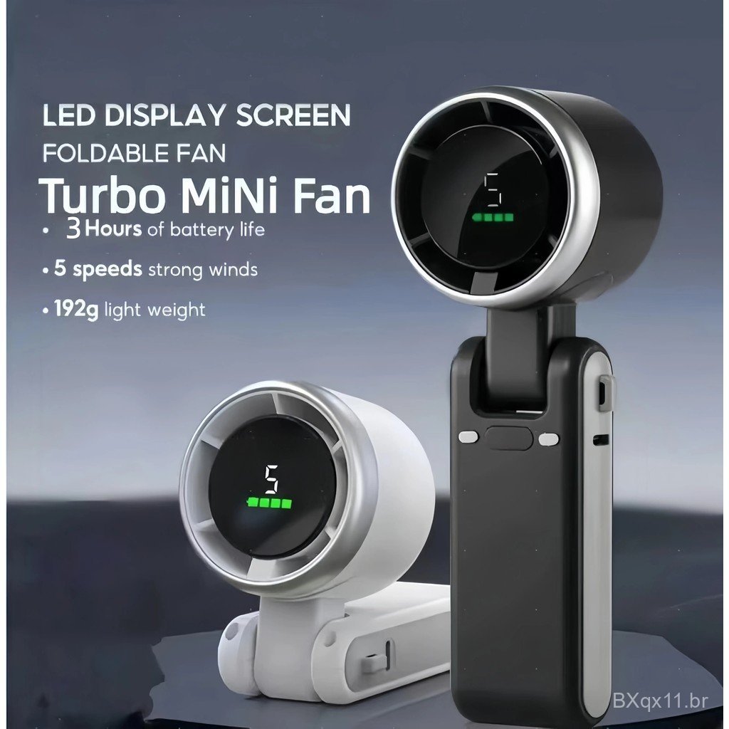 607 3800MAH Turbo MINI Fan LED Rechargeable Portable USB handheld High Speed Fan USB-C Turbo Hand Fan