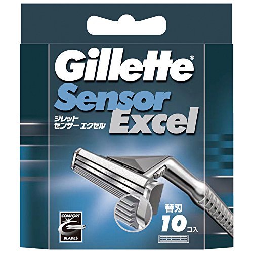 Gillette Sensor Excel Single Replacement Blades (10 pieces) - Men's Razor Replacement Blades (10 blades)
