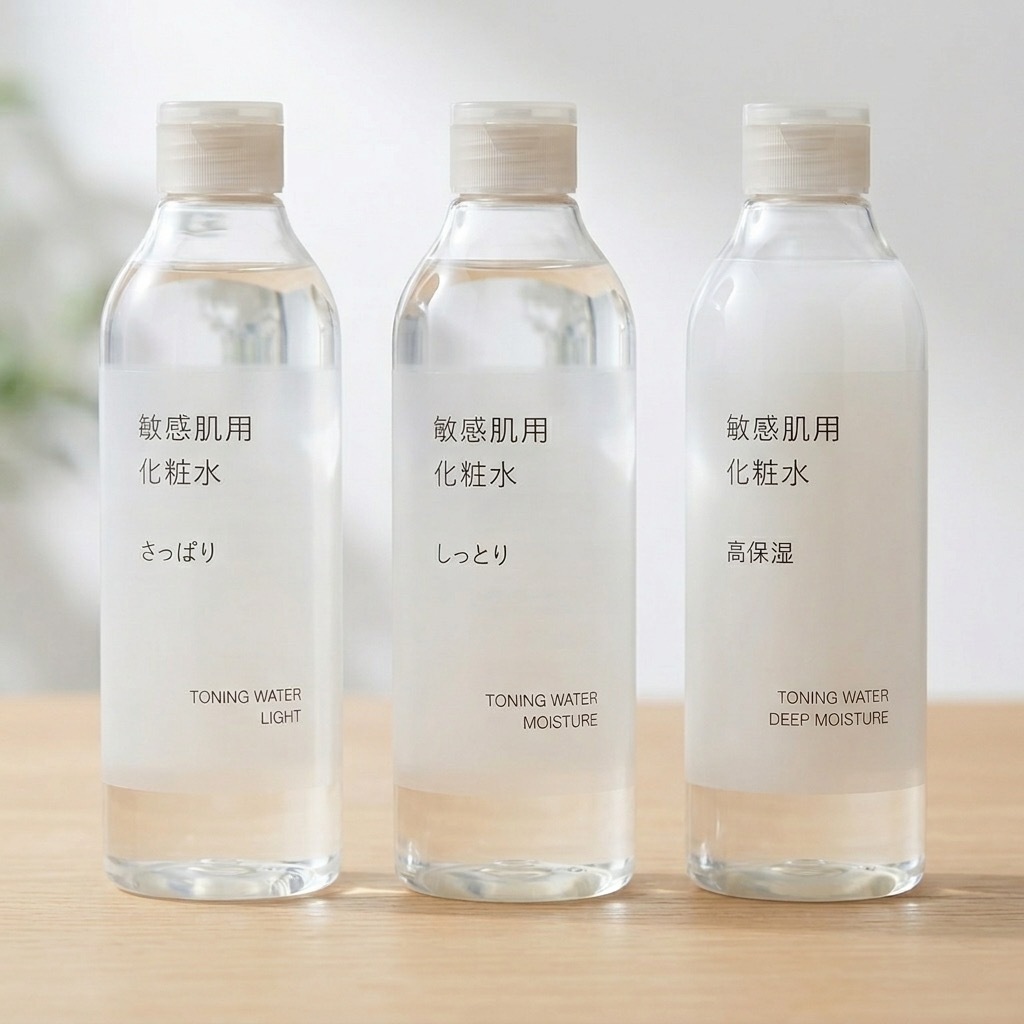 MUJI Sensitive Skin Toning Water Toner Light Moisture, Moisture, High Moisture Hypoallergenic Fragrance- & Alcohol-Free