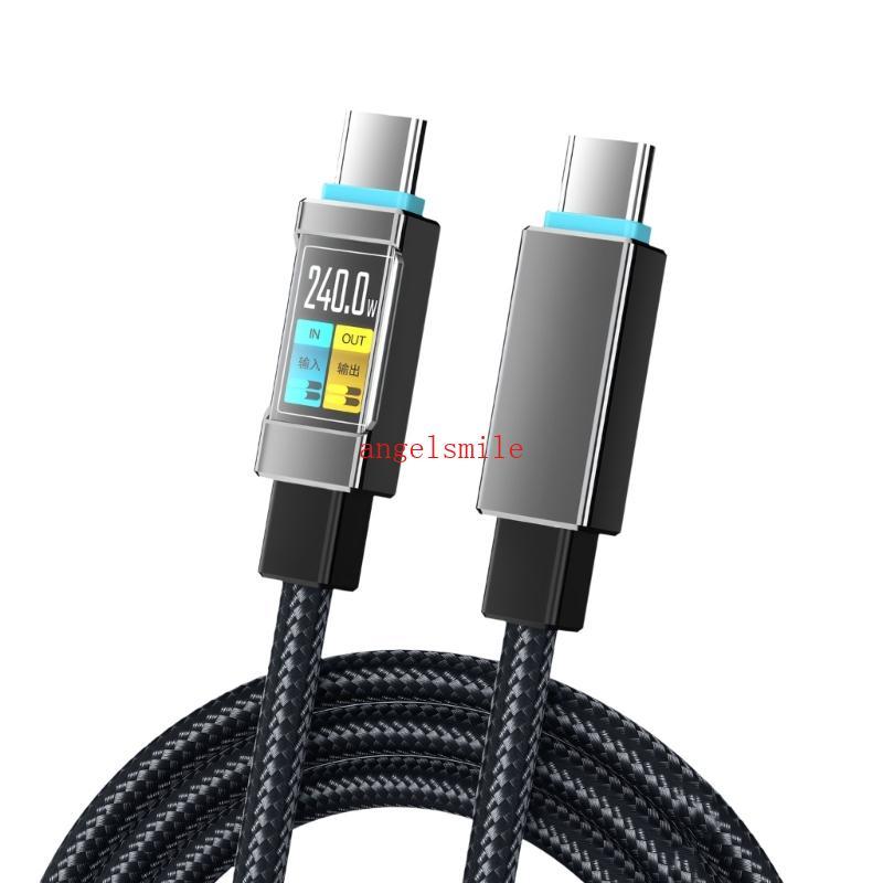 USB C Para 240W Carregamento Rápido 1 5M Têxtil Tipo Transferência 480 Mbps Mesa Bedsi
