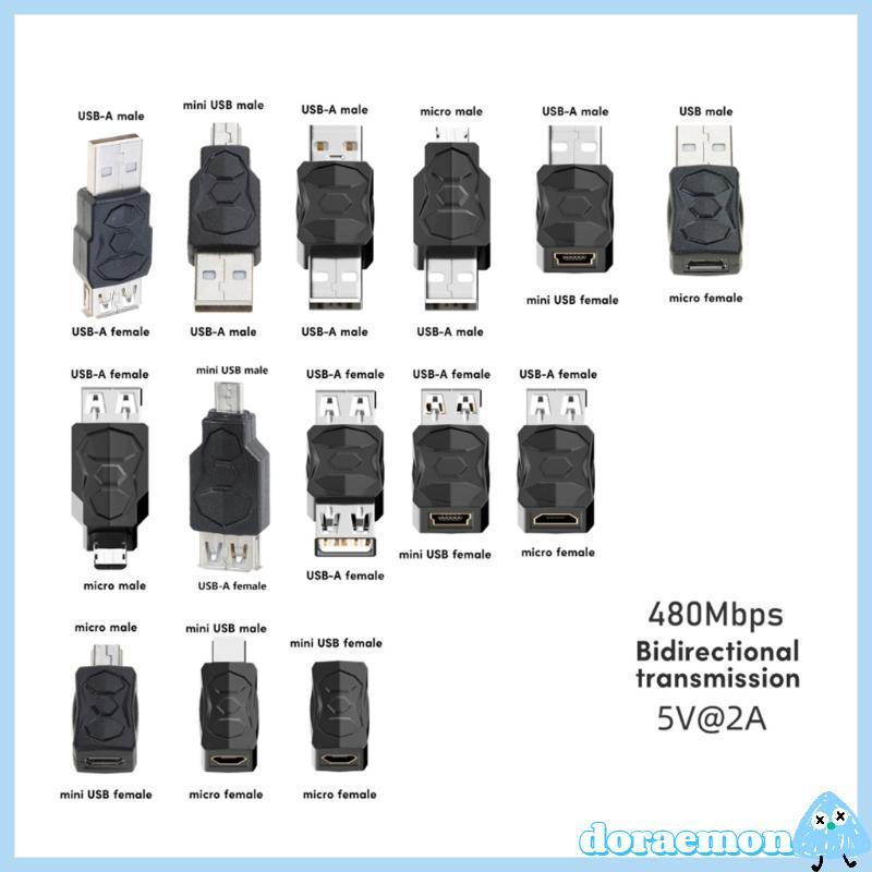 DORA Usb Para Micro Mini Adaptador Conversor Macho Fêmea 480mbps Telefone Tablet Câmera Carregamento Adaptar