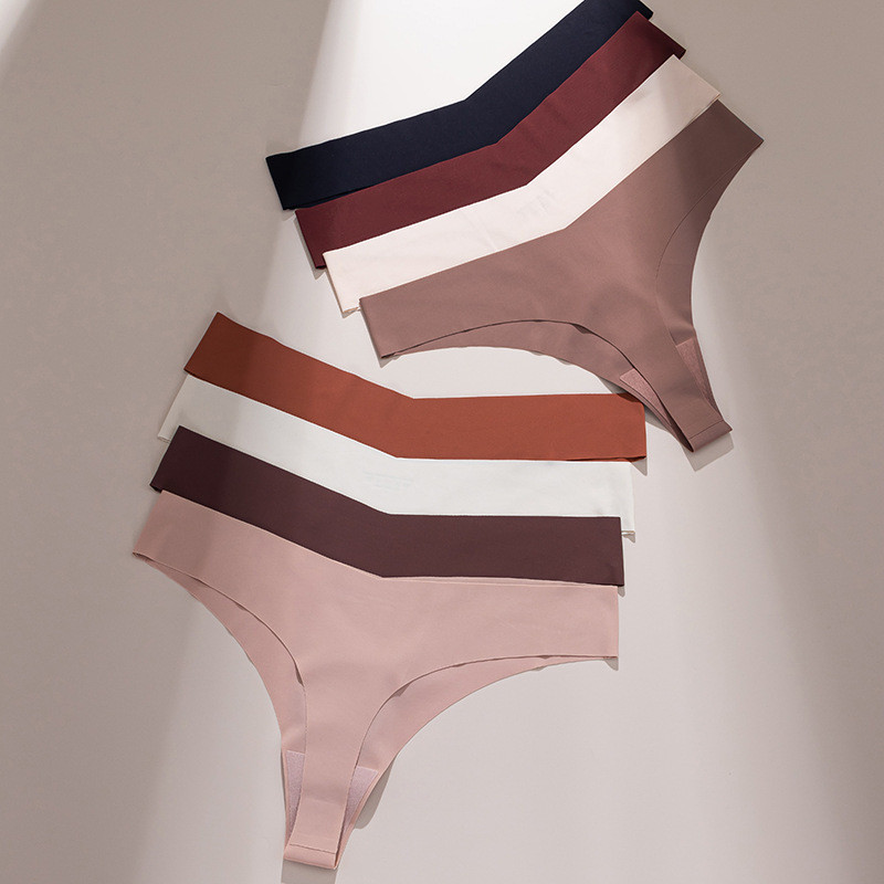 8 Pack Basic Comfortable Solid-Color Cotton Thongs