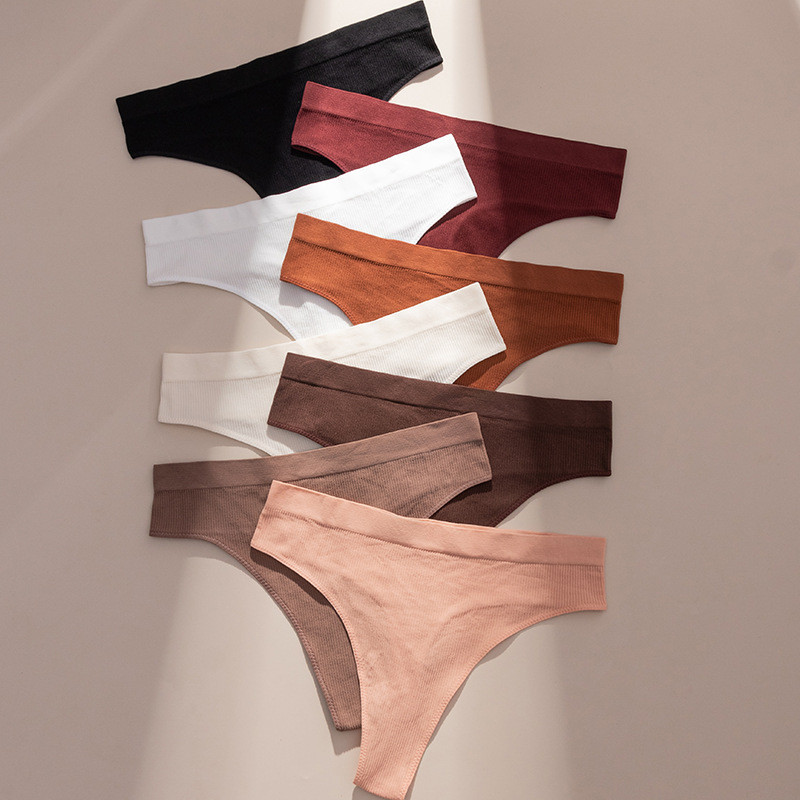 8 Pack Basic Comfortable Solid-Color Cotton Thongs