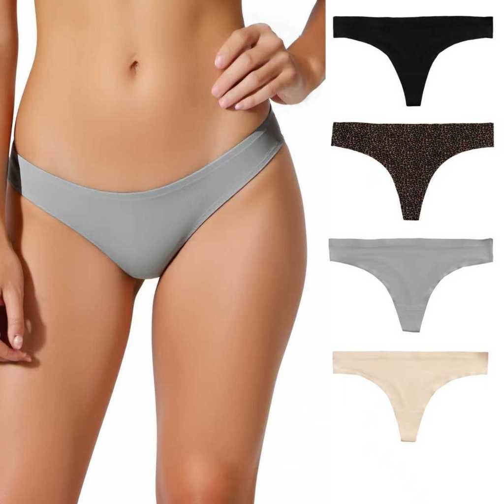 4 Pack Basic Comfortable Solid-Color Cotton Thongs