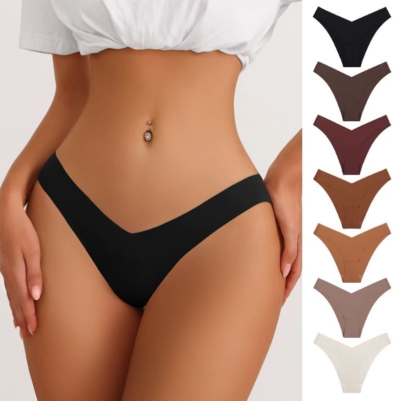 7 Pack Basic Comfortable Solid-Color Cotton Thongs