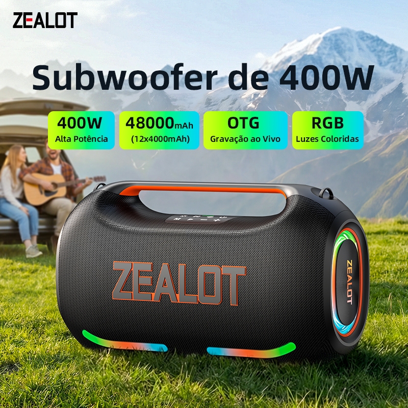 ZEALOT ZE41 Caixa de Som Bluetooth 400W Portátil TWS Power Bank 48000mAh Bluetooth 5.3 À Prova d'Água Som Estéreo USB-C