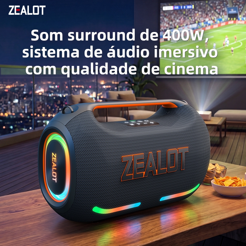 ZEALOT ZE41 Caixa de Som Bluetooth 400W Portátil TWS Power Bank 48000mAh Bluetooth 5.3 À Prova d'Água Som Estéreo USB-C