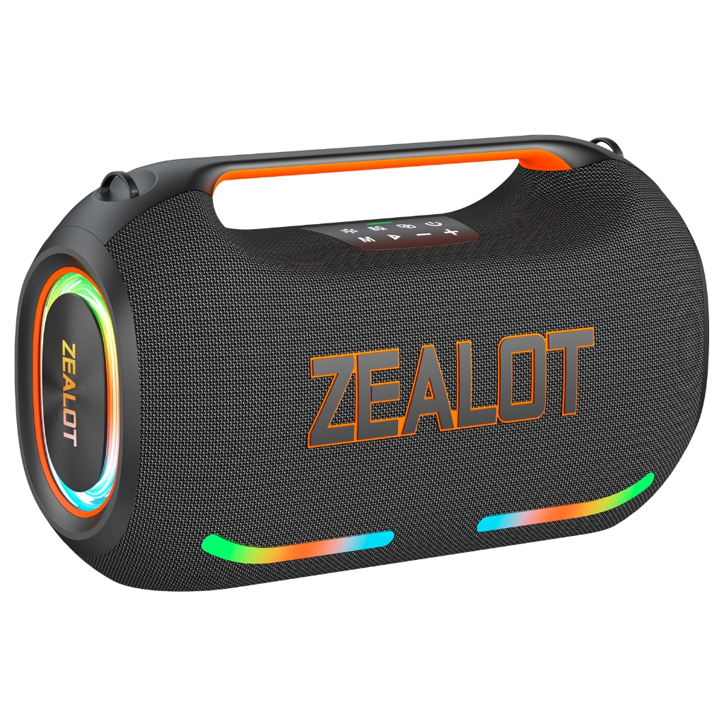 Caixa de Som Portátil Alta Potência ZEALOT ZE41 400W 48000mAh IPX6 TWS APP Power Bank RGB Festa