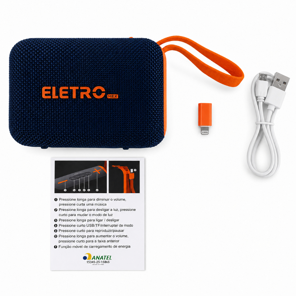 Caixa de Som Bluetooth Eletro Pro EL-1129 – 50W Powerbank 10000mah com IPX6