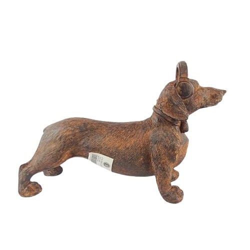 Estátua Cachorro Marrom Headphone em Resina