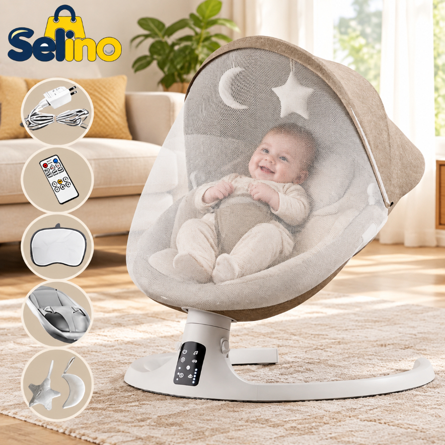 Baby Rocking Rest Chair with Music, Mosquito Screen and Remote Control